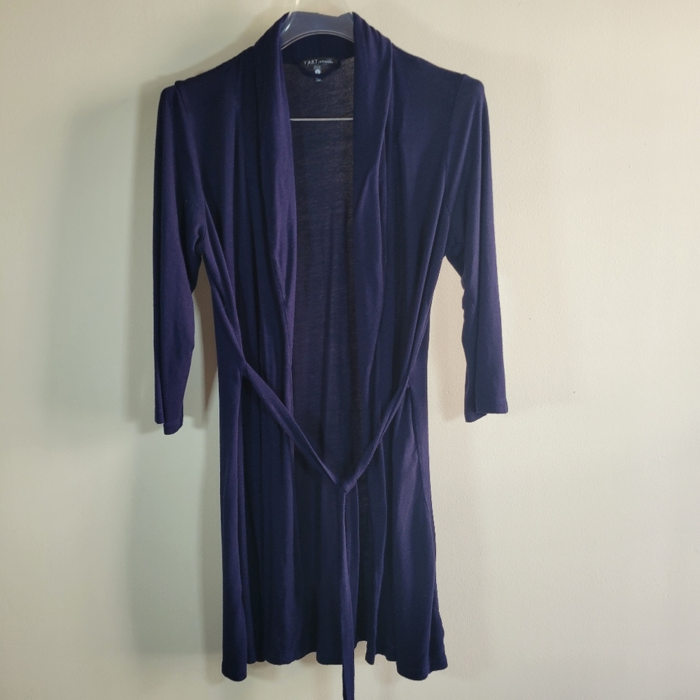 Tart Intimates Navy Sweater with Waist Tie, Size Small